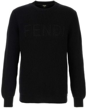 Fendi Crew Neck Jumpers - Black