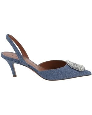 AMINA MUADDI Amina Mu I Camelia Sling 60 Gedrukte Denimpompen - Blauw