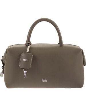 Max Mara Bolso satchel mediano Holdallm de piel natural - Marrón