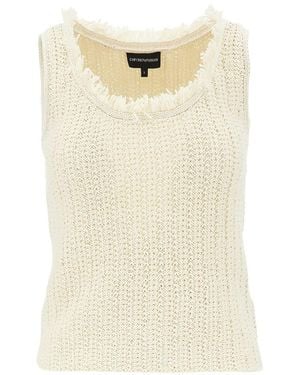 Emporio Armani Cotton Blend Tank Top - Natural