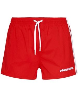 DSquared² Logo Midi Swim Shorts - Red