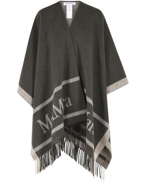 Max Mara 'hilde' Groene Jacquardwollen Poncho - Zwart