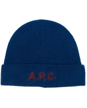 A.P.C. Mütze Mit Logo-Print - Blau