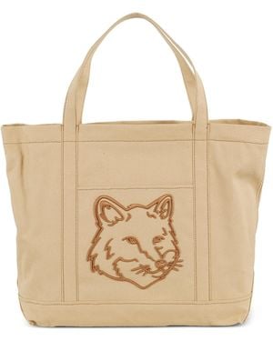 Maison Kitsuné Fox Head Large Tote - White