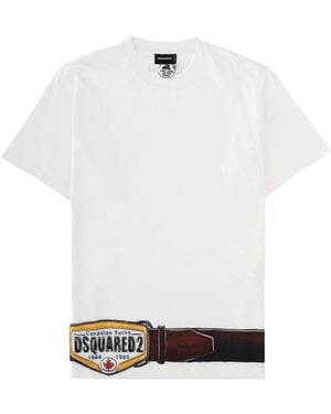 DSquared² T Shirt "Iconique" Con Stampa - White