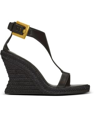 Balmain Anthem Wedge Lambskin Espadrilles - White