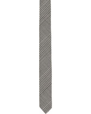 Balmain Slim Wool Tie With Prince Of Wales Print - White