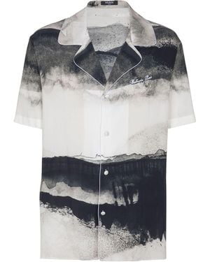Balmain Pajama Shirt With Moon Print - Gray