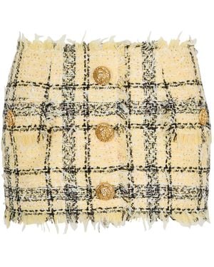 Balmain Glitter Tweed Mini Skirt - White