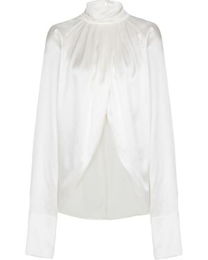 Balmain Draped Silk Blouse - White