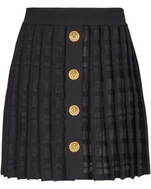 Balmain Short Pleated Skirt - Black