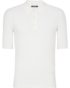 Balmain Monogram Knit Polo Shirt - White