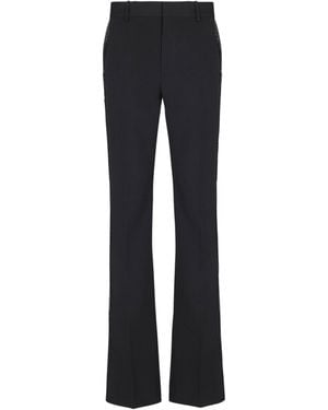 Balmain Straight-Leg Wool Pants With Crystal Embroidery - Black