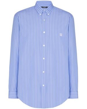 Balmain Striped Regular-Fit Shirt - Blue