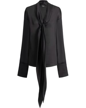 Balmain Silk Shirt With Tie Collar - Black