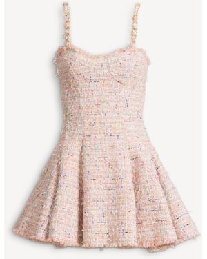Balmain Flared Tweed Dress - Pink