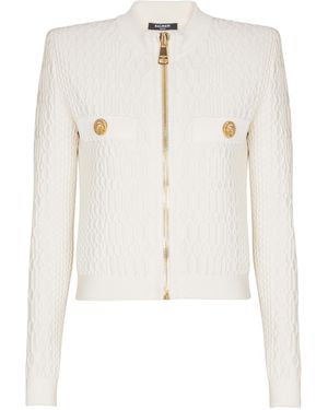 Balmain Crocodile Knit Jacket - White