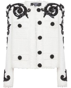 Balmain Paisley Tweed Jacket - White