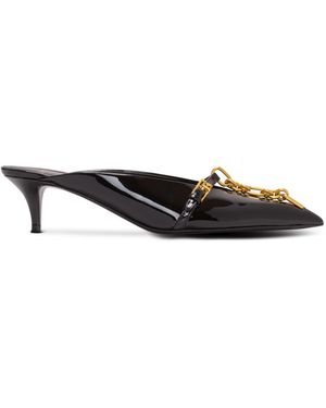 Balmain Sync Patent Leather Mules With Pointed Toe - White