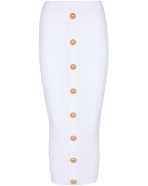 Balmain Cable-Knit Midi Skirt - White