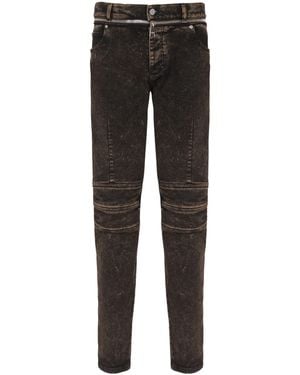Balmain Slim-Fit Jeans With Zipped Belt - Black