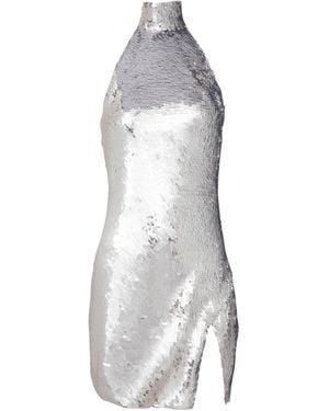 Balmain Short Sequinned Halterneck Dress - White