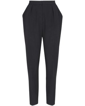 Balmain High-Waisted Grain De Poudre Trousers - Blue