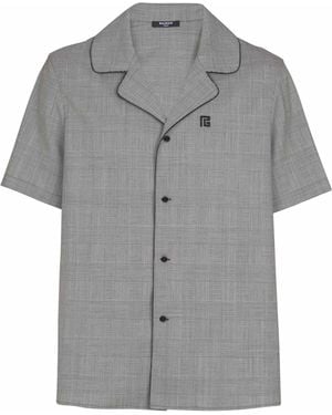 Balmain Short-Sleeved Prince Of Wales Shirt - Gray