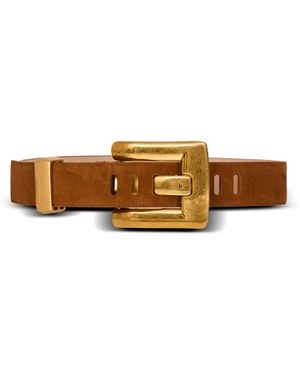 Balmain Anthem Suede Leather Belt - Brown