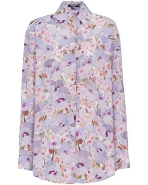 Balmain Printed Cotton Poplin Shirt - White