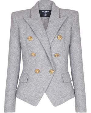 Balmain Cotton Knit 6-Buttons Jacket - Grey