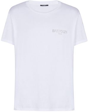 Balmain T-Shirt With Vintage Gel Logo - White