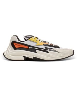 Balmain Run-Row Leather And Nylon Sneakers - White