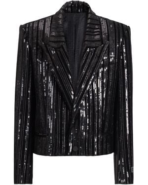 Balmain Cropped Sequin Velvet Jacket - Black