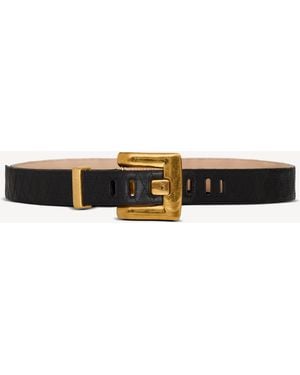 Balmain Anthem Smooth Leather Belt - Natural