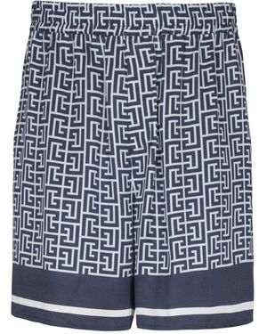 Balmain Flowing Monogrammed Shorts - Blue