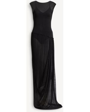 Balmain Long Draped Viscose Dress - Black