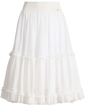 Balmain Long Gathered Skirt - White