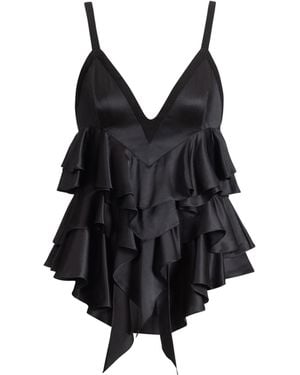 Balmain Satin Top With Thin Straps - Black
