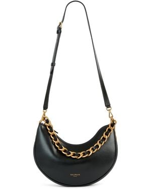 Balmain 1945 Soft Moon Calfskin Bag - Black