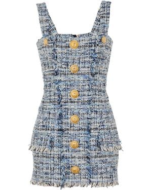 Balmain Tweed Mini Dress - Blue