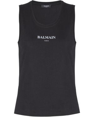 Balmain Tank Top With Print - Black
