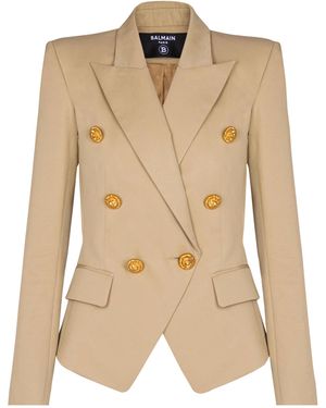 Balmain Gabardine 6-Button Jacket - Natural
