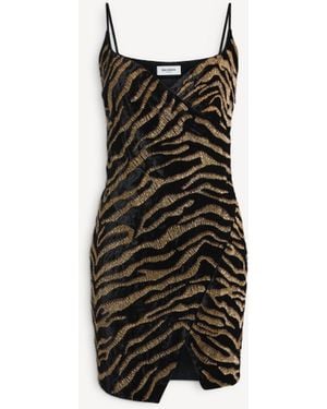 Balmain Velvet Dress With Tiger Embroidery - White