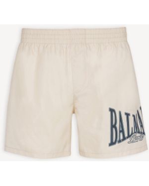 Balmain Printed Swim Shorts - White