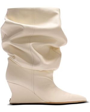 Balmain Wedge Ankle Boots - White