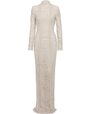 Balmain Openwork Macramé Maxi Dress - White