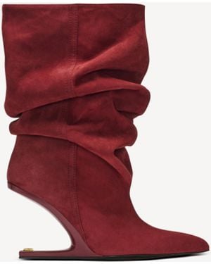 Balmain No Wedge-Stiefeletten Aus Wildleder - Rot