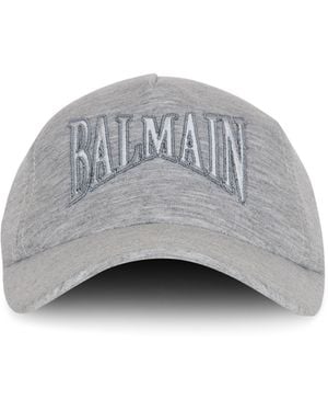 Balmain Logo Embroidered Baseball Cap - Grey