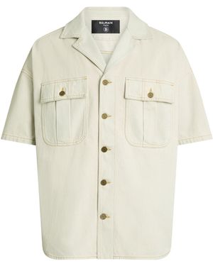 Balmain Faded Denim Overshirt - White
